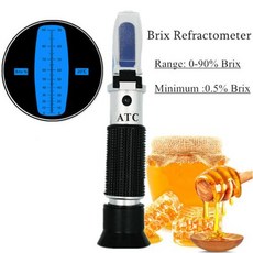 박스 포함 휴대용 ATC 설탕 광학 기기 자동 굴절계 과일 소스 미터 설탕 굴절계 0-90 브릭스, 2) without box, 1개
