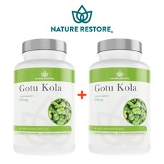 (1+1) 네이처리스토어 고투콜라 병풀 추출물 센텔라아시아티카 Nature Restore Gotu Kola 90캡슐 2팩, 2개 - 아시아티코사이드