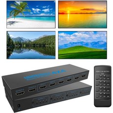 hdmi 분배기 스위치 영상 선택기 HDMI 4 컴퓨터 출력 4K30Hz 리모컨 및 버튼 누름 제어 4K 스플리터 4x4 매트릭스 허브 1.4 1080P60Hz 3D YUV 4, 4k/30HZ 해외직구, 1개
