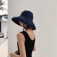 웜브리즈 여성 와이드 턱끈 면 무지 버킷햇 여자 여행 산책 벙거지 보넷 모자