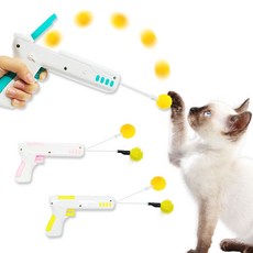 캣슈팅건 사냥놀이 고양이 자동 장난감 (볼&깃털), 핑크, 1개