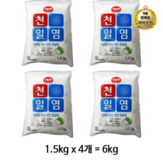 해표 천일염 굵은소금, 6kg, 4개