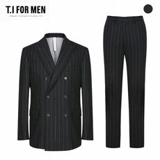 티아이포맨 (T.I FOR MEN) 블랙 더블스트라이프 셋업 수트(M188MJK112M_S)