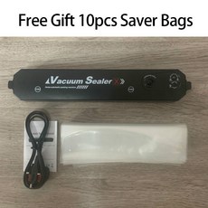 진공포장기 가정용 진공 실러 기계 주방 소형 밀봉 세이버 백 식품 10개, 03 AU 플러그, 01 Sealer with 10 bags