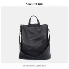 XOZISTUDIO 리얼 가죽 트림피 여성 심플 옥스포드 천 소프트레더 도난방지 미니