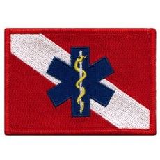 [해외직구]Cypress Collectibles 자수 패치 Rescue Diver Flag 자수 패치 EMT EMS Star of Life 스쿠버 다, 1개
