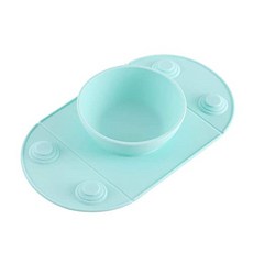 Baby Place Mat Folded Silicone Children and Four Strong Suction Cups feeding a plate with (Green), Green
