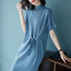 안녕마켓 봄원피스패션 백삼나무 의류 우창점 봄계절 스타일리쉬 솔리드 무지 심플 슬림핏 BH6015 블루, 본상품