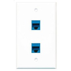 RiteAV - 2 Port Cat6 랜포트 블루 벽면 플레이트 - 까치발 Included RiteAV, 상세내용참조