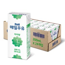 매일유업 저지방 1% 멸균 우유, 200ml, 48개