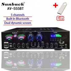 AV-555BT999BT 블루투스 사운드 앰프 듀얼 다이내믹 스크린 하이파이 스테레오 디지털 가정용 차량용 극장 노래방용 최대 4000W, 1.555BT Black - EU Plug, 1개