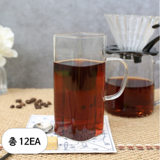 MAKA 내열유리 사각머그 중, 12개, 400ml