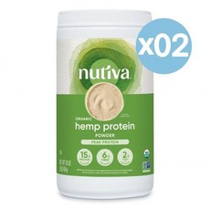 Nutiva 누티바 헴프 프로틴 파우더 15g+파이버 6g+오메가 2g 454g 2팩 Organic Hemp Protein Powder
