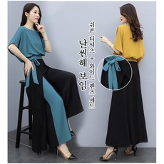 쉬폰티셔츠와이드팬츠세트