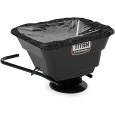 Titan Attachments 12V ATV UTV 브로드캐스트 스프레더 또는 유틸리티 트랙터 잔디 및 정원 시드 레인 커버 포함 용 80LB 용량 후면 전면 장착