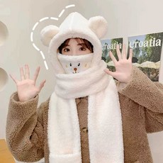 털모자 귀도리 귀달이 털 동물후드 귀여운 방한용품 목돌이 세트 극세사 후리스 바라클라바 털빠짐없는