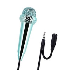 스마트폰 노트북 PC 데스크탑 휴대용 오디오 마이크 3.5mm 스테레오 스튜디오 KTV 노래방 미니, Litght blue, 파란, 1개