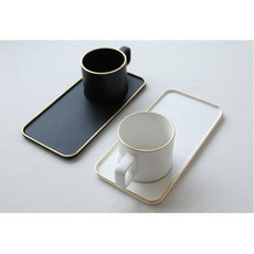 국산 핸드메이트 플레이트 머그컵 2P 예쁜머그잔 집들이선물, 블랙