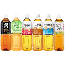 [한번에먹자] 대용량 1.5L 차음료 6종 혼합세트 광동 헛개차 + 광동 옥수수 수염차 + 남양 17차 + 웅진 하늘보리 + 결명자 + 누룽지 사무실 음료 가정용 업소용 탕비실, 6개, 1500ml