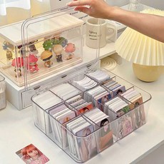 아크릴 포토카드 보관함 투명 명함 포카 상자 정리함, 8칸, 조정 가능한 파티션 8칸, 1개