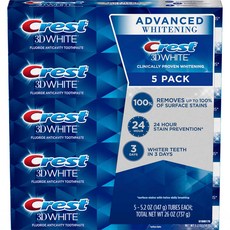 크레스트 3D 화이트 어드밴스드 화이트닝 미백 치약 147g 5개 (Crest 3D White Advanced Whitening Toothpaste 5.2 oz 5-count)