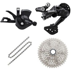  시마노 체인링 34t 싱글 크로더 이너체인링 JGbike 데오르 M4100용 호환 10 스피드 MTB 4pc 그룹 세트 오른쪽 시프트 레버 롱 케이지 리어 변속기 1142T 카세트, CS-M4100 11-46T SILVER, Silver X10 126L chain 