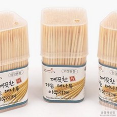 꿈열매 가는 대나무 이쑤시개 3통 이쑤시개꽂이, 3개