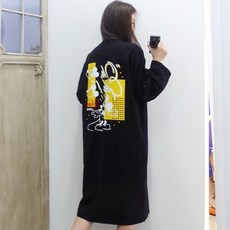 이힝 서프라이즈 미키마우스 프린팅 긴팔 롱원피스