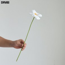 DFMEI 부케 배재 프리미엄 pu 오픈 튤립 모조 조화 소재 웨딩 플라워 아트 재료, 화이트 1수, 1개