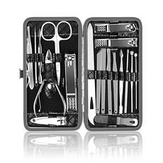 Manicure Set Nail Kit Pedicure Kit Nail Clippers Professional Grooming Kit 19Pcs OKOM Stainless, L
