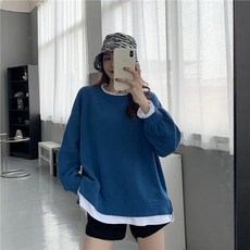 상세페이지참조 후드리스 스웨터 후드 맨투맨 느슨한 스타일 가을과 겨울 2020 새로운 가짜 두 조각 긴팔 탑-23526