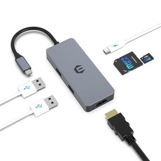 USB C 허브 TOTU 6 in 1 USB C 멀티포트 어댑터 4K HDMI USB 3.0 2개 SD/TF 카드 리더기 USB C 노트북용 USB C PD, USB C 허브, TOTU 6 in 1 USB C 멀티