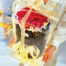 홈브라운 시들지 않는 장미 꽃다발 비누꽃 21송이, 레드, 1개 레드, 1개