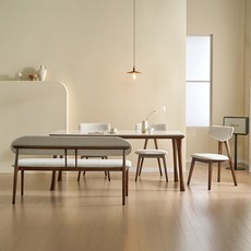 앤우드 넛츠 세라믹 식탁세트 포세린 유광 양면 애쉬원목, 유광-양면, 6인 세트(의자3벤치1)