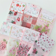 일본 코지 샤워타올 부드러운 저자극 꽃무늬 디자인 샤워타월, 7.체크로즈, 1개입, 1개