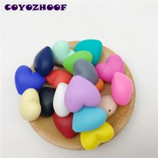 10 pc 하트 모양 아기 bpa 무료 식품 학년 teething 실리콘 구슬 diy 목걸이/팔찌 간호 보석 액세서리|펜던트|