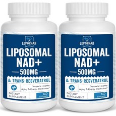 Liposomal NAD+ 500 mg + Trans-Resveratrol 300 mg Superior Absorption True NAD Supplement Efficient T, 120정, 1개 - nadc538