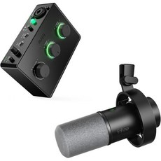 피핀 다이나믹 마이크 및 XLR 인터페이스 음소거 기능이 있는 PC 마이크 게임 스트리밍용 헤드폰 잭 모니터가 포함된 악기 녹음용 팟캐스트 믹서 48V 팬텀 전원 게인 손