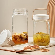 르베르폴리세 브라운 핸들 유리 캐니스터, 1개, 1300ml