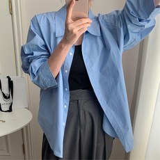 오버핏 소라색 하늘색 남방 셔츠 오버셔츠 대학생셔츠