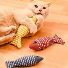 고양이 놀이 장난감 물고기 인형 셀프 엔터테인먼트 개박하 젖니 스틱 물기 방지 새끼 베개 시뮬레이션 애완 동물 용품, Red, 1개