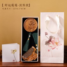 어버이날 스승의날 5월 가정의날 선물 엔티크 빗 거울, 【행운연꽃-태슬 스타일】]연향나무빗+연꽃나무거울, 1개