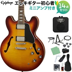 Epiphone ES-335 Figured Raspberry Tea Burst 14 ES 일렉트릭 기타 초보자 점 세트 미니