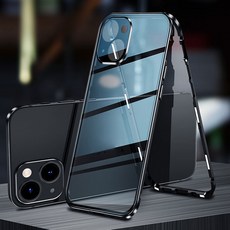 유니커블 아이폰 15 PRO MAX PLUS 특이한 마그네틱 자석 카메라보호 양면 풀커버 강화 유리 글라스 메탈 범퍼 투명 초슬림 하드 휴대폰 케이스