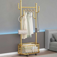 틈새 행거 엔틱 스탠드 코너 수납 간이 벽 사다리행거, 크림화이트 60cm 4훅 바구니