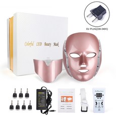 피부 관리기 셀프피부관리 초음파리프팅 냉온 마사지기 7 색 led 라이트 테라피 페이스 마스크 스킨 회춘 led 광자 페이셜 마스크 광선, 협력사, 로즈골드 eu 상자