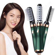 Routop 에어 브러쉬 헤어 빗 드라이기 온도조절 냉온바람 항온 3헤드교체 저소음 헤어케어, 그린