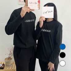 험블스튜디오 1126611 암호 레터링 라운드넥 환절기 커플긴팔티