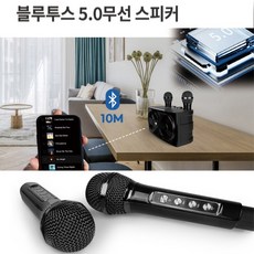 무선 휴대용 블루투스 앰프 스피커 듀얼 마이크 노래방 USB TF카드 AUX 강의 행사-T1, 1개