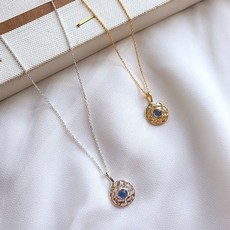  코지 여자 앤틱 써클 천연옥 92.5실버 롱기장 목걸이 